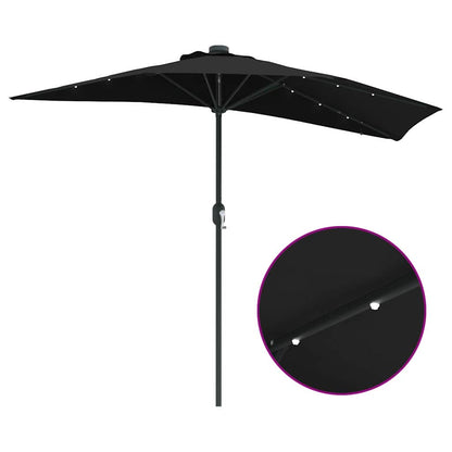 vidaXL Garden Parasol Black 294 x 150 x 223 cm Polyester and Steel