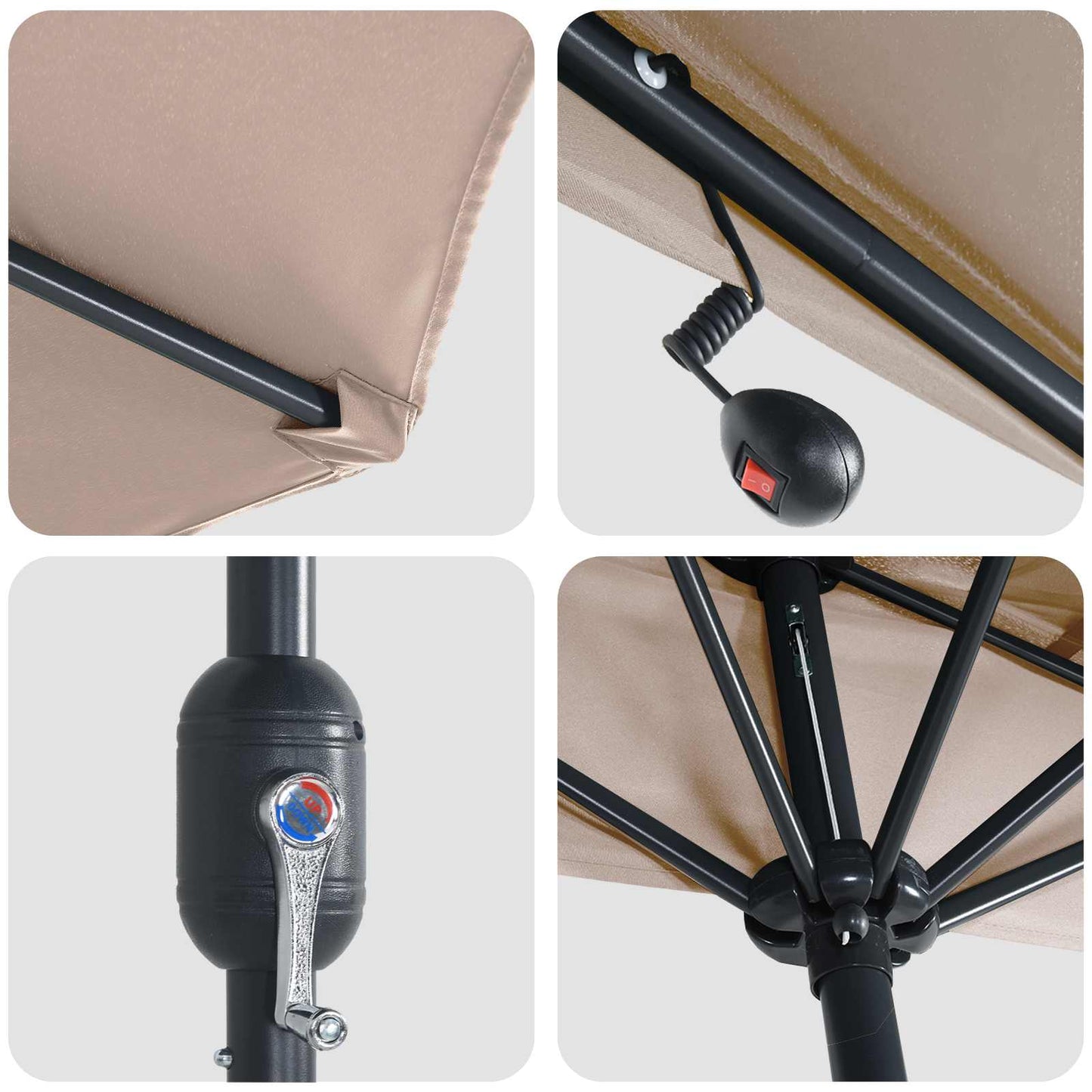 vidaXL Garden Parasol Taupe 294 x 150 x 224 cm Polyester and Steel