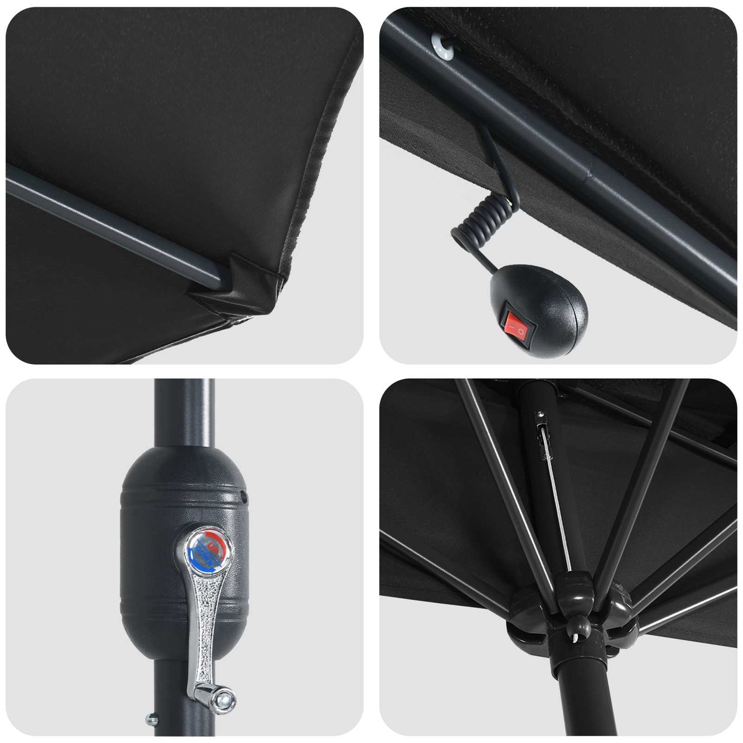 vidaXL Garden Parasol Black 294 x 150 x 224 cm Polyester and Steel