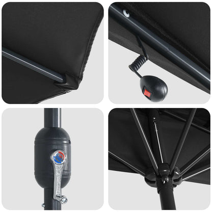 vidaXL Garden Parasol Black 294 x 150 x 224 cm Polyester and Steel