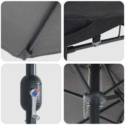 vidaXL Garden Parasol Anthracite 385 x 209 x 244 cm