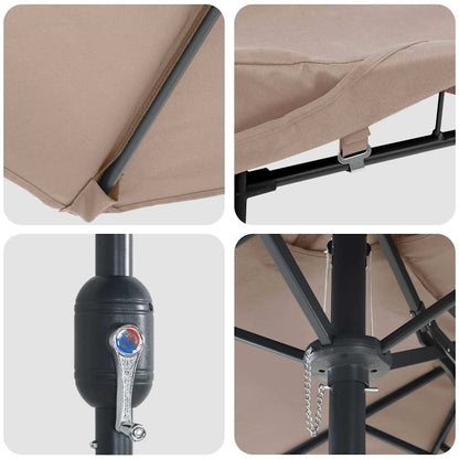 vidaXL Garden Parasol Taupe 385 x 209 x 244 cm Polyester and Steel