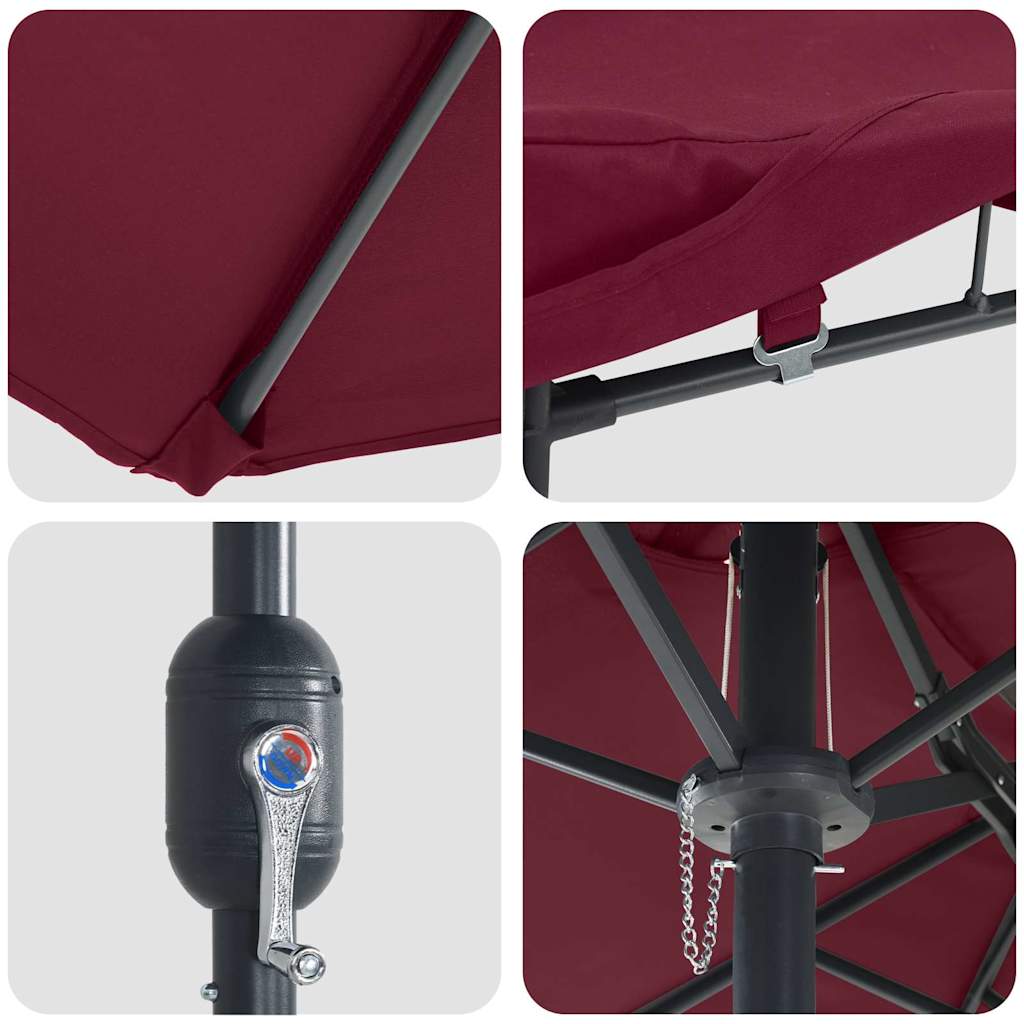 vidaXL Garden Parasol Bordeaux Red 385 x 209 x 244 cm