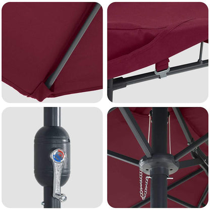vidaXL Garden Parasol Bordeaux Red 385 x 209 x 244 cm