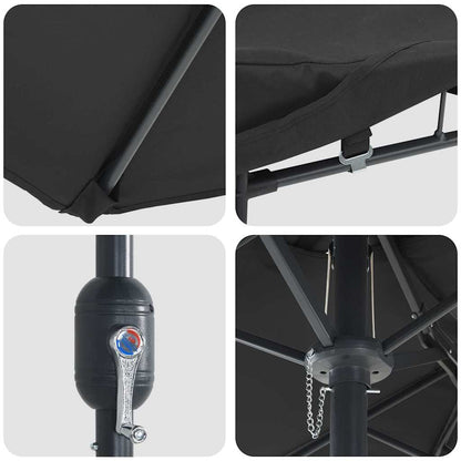 vidaXL Garden Parasol Black 385 x 209 x 244 cm Polyester and Steel