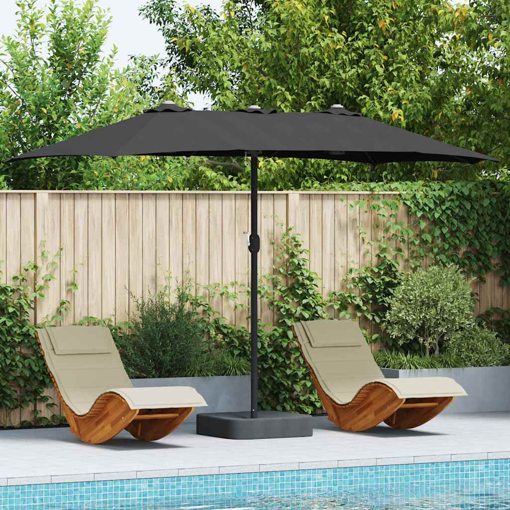 vidaXL Garden Parasol Black 385 x 209 x 244 cm Polyester and Steel