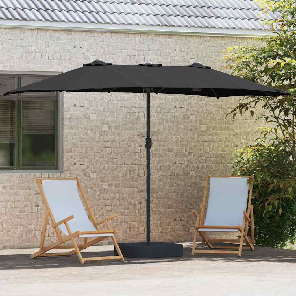 vidaXL Garden Parasol Black 385 x 209 x 244 cm Polyester and Steel