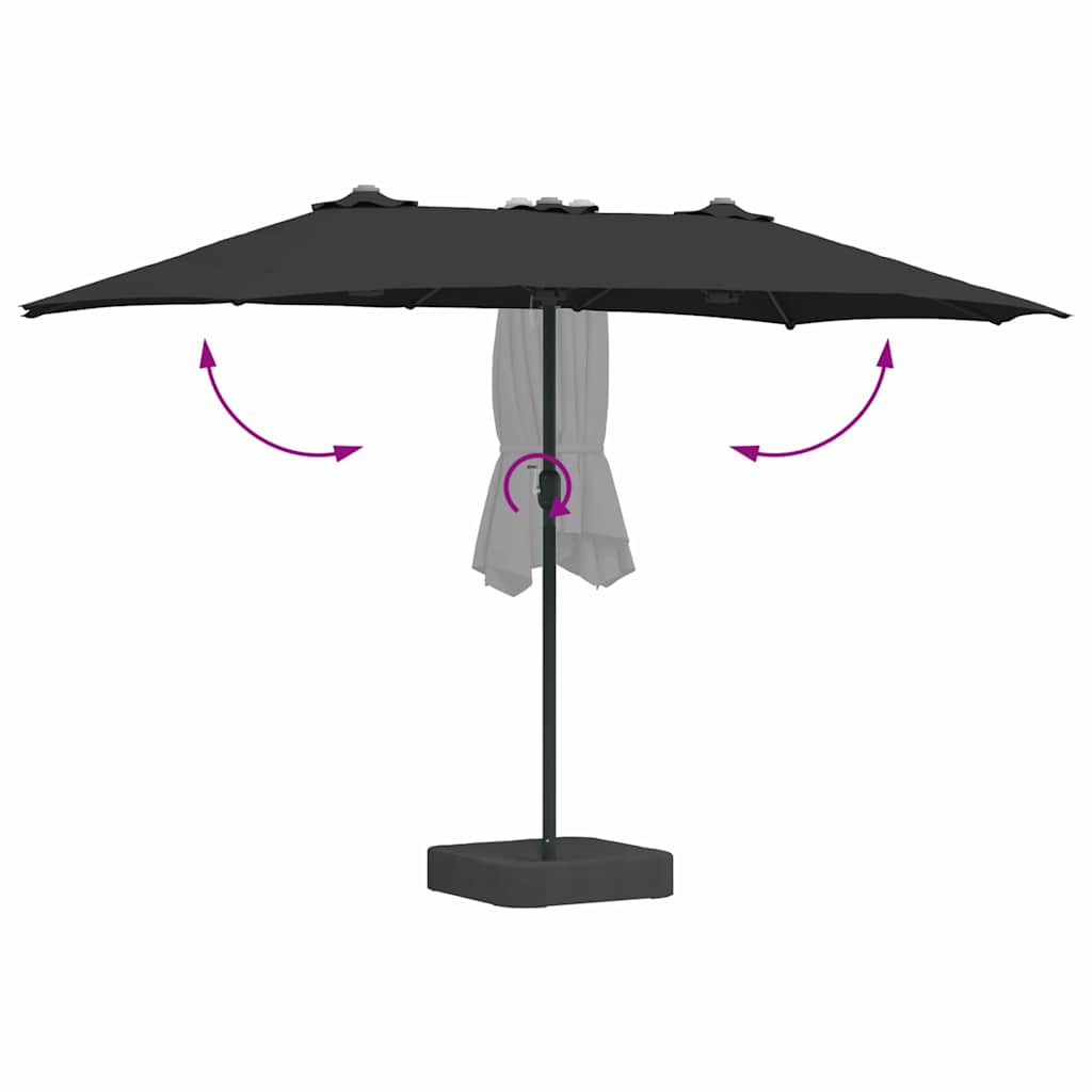 vidaXL Garden Parasol Black 385 x 209 x 244 cm Polyester and Steel