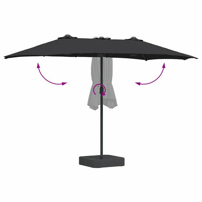 vidaXL Garden Parasol Black 385 x 209 x 244 cm Polyester and Steel