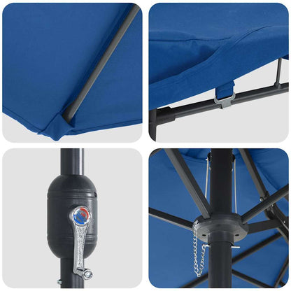 vidaXL Garden Parasol 385 x 209 x 244 cm Polyester and Steel Azurblau