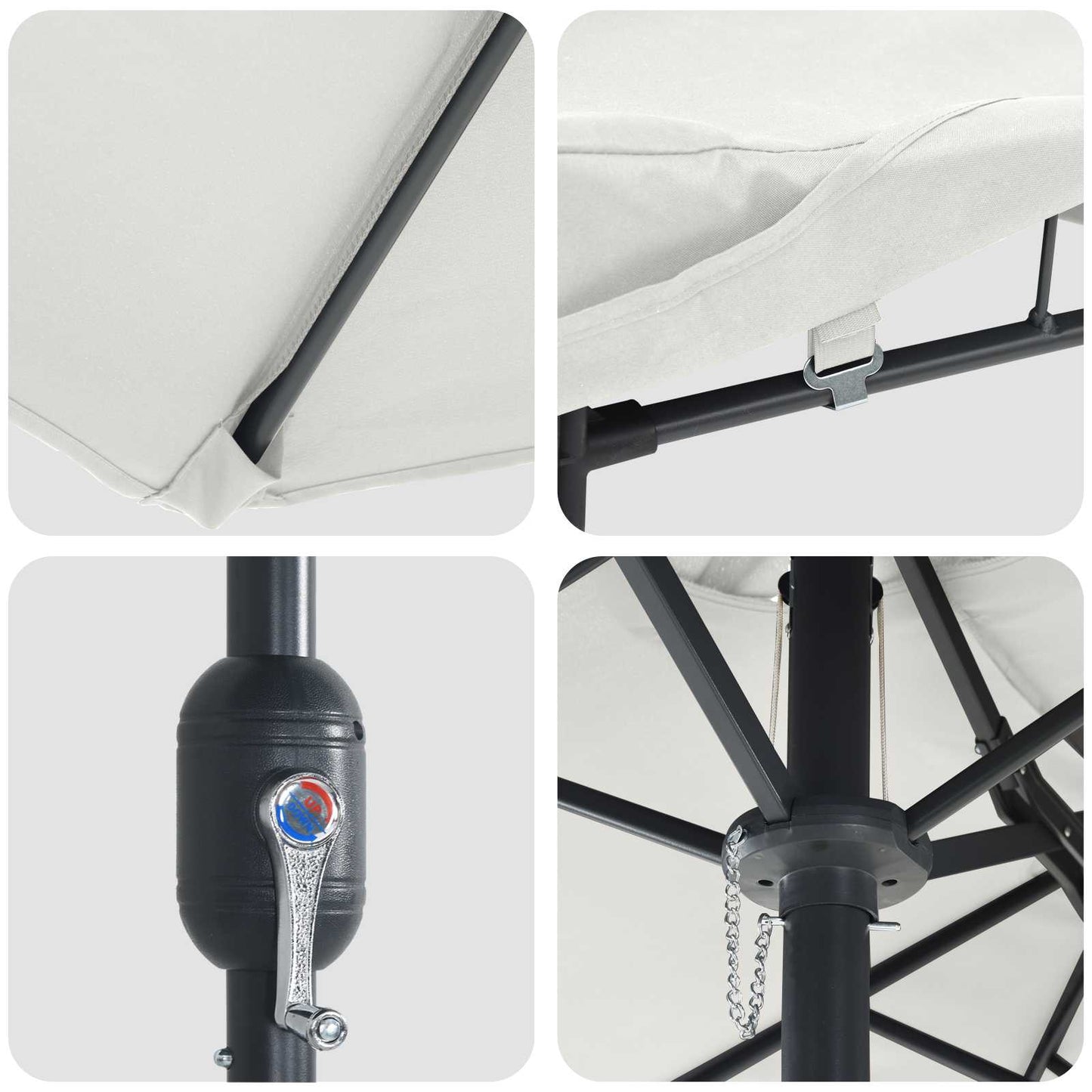 vidaXL Garden Parasol Sand and Anthracite 385 x 209 x 244 cm Polyester