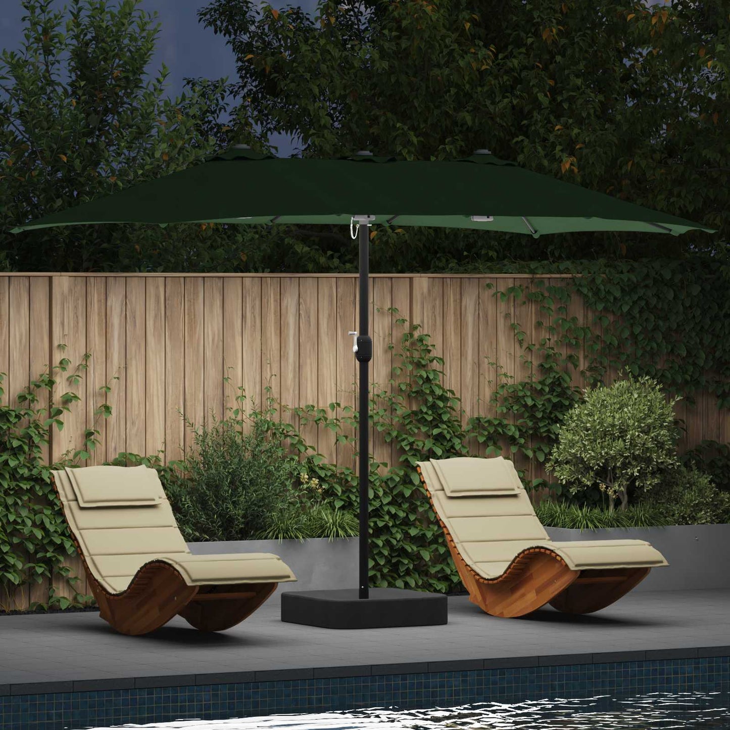 vidaXL Garden Parasol Green 385 x 209 x 244 cm Polyester