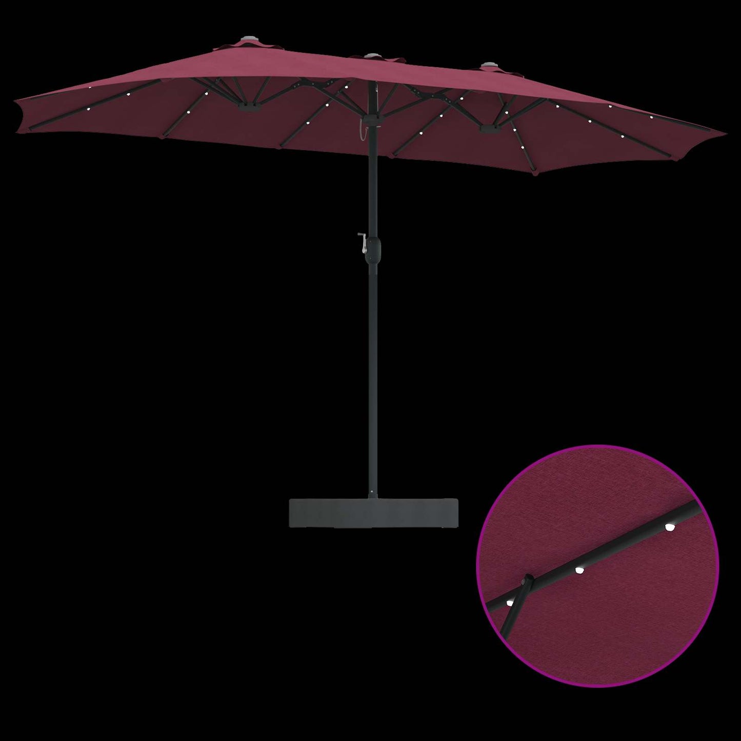 vidaXL Garden Parasol Bordeaux Red 385 x 209 x 244 cm Polyester