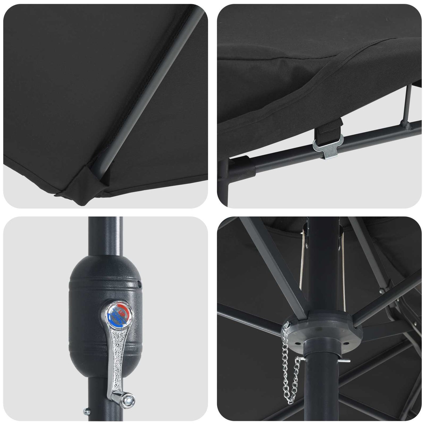 vidaXL Garden Parasol Black 385 x 209 x 244 cm Polyester