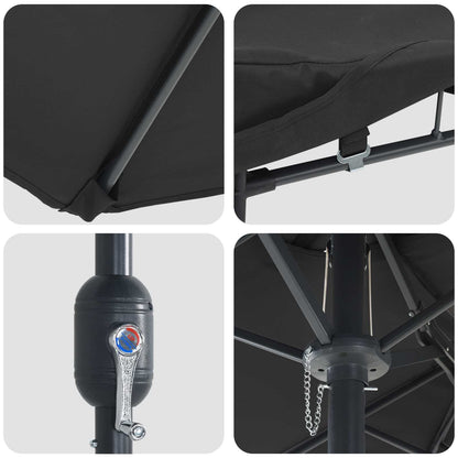 vidaXL Garden Parasol Black 385 x 209 x 244 cm Polyester