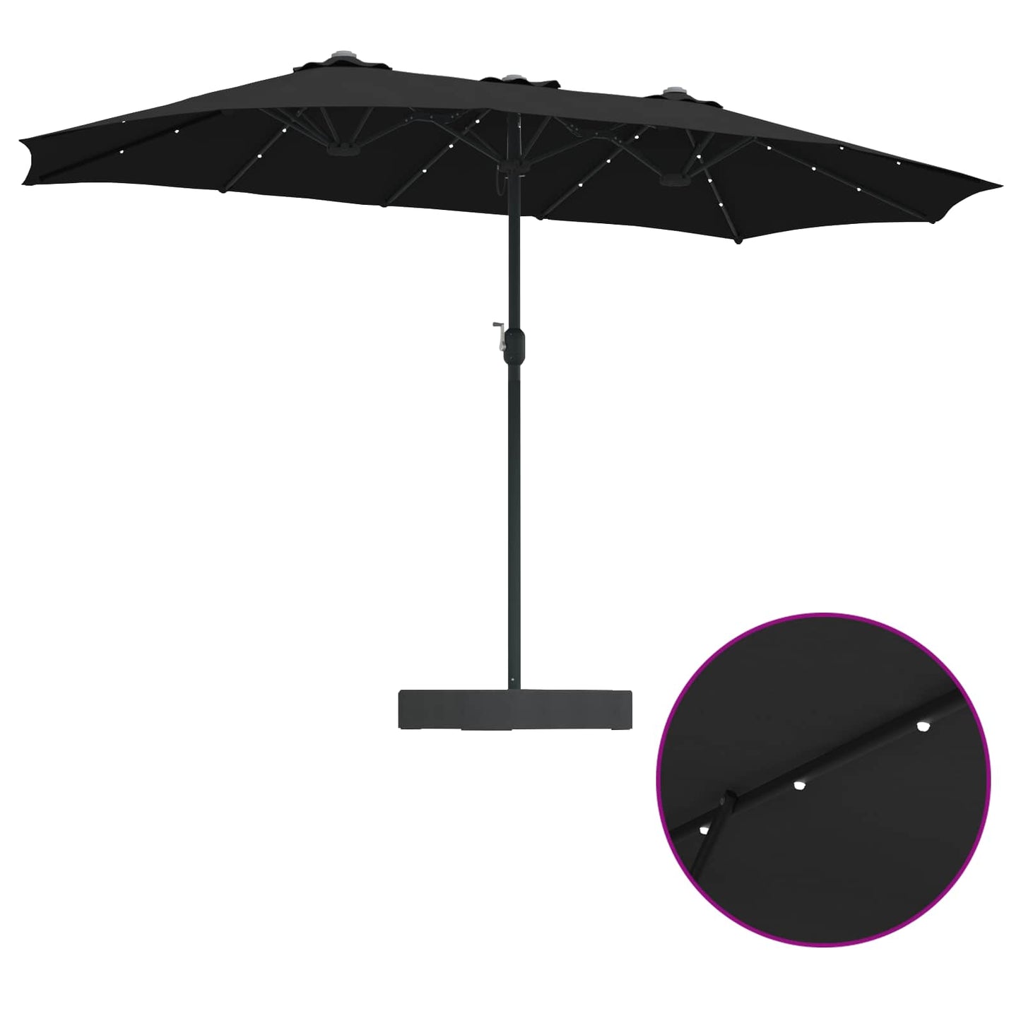 vidaXL Garden Parasol Black 385 x 209 x 244 cm Polyester