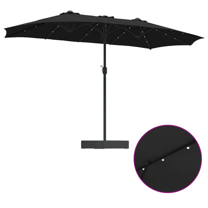vidaXL Garden Parasol Black 385 x 209 x 244 cm Polyester