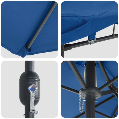 vidaXL Garden Parasol 385 x 209 x 244 cm Polyester Azurblau