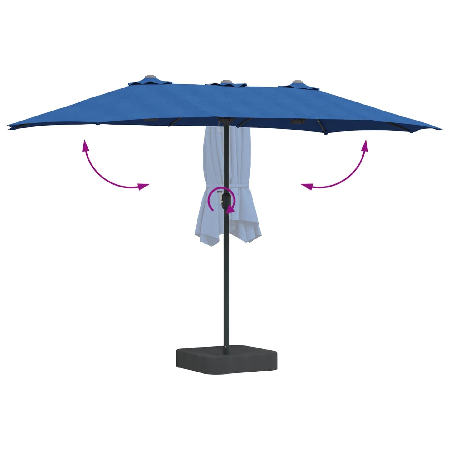 vidaXL Garden Parasol 385 x 209 x 244 cm Polyester Azurblau