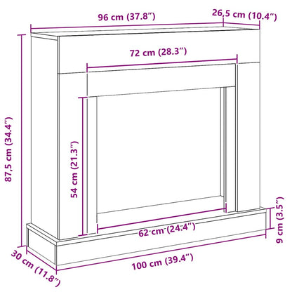 vidaXL Fireplace Surround Black Oak 100x30x87.5 cm Engineered Wood