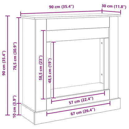 vidaXL Fireplace Surround Black Oak 90x30x90 cm Engineered Wood