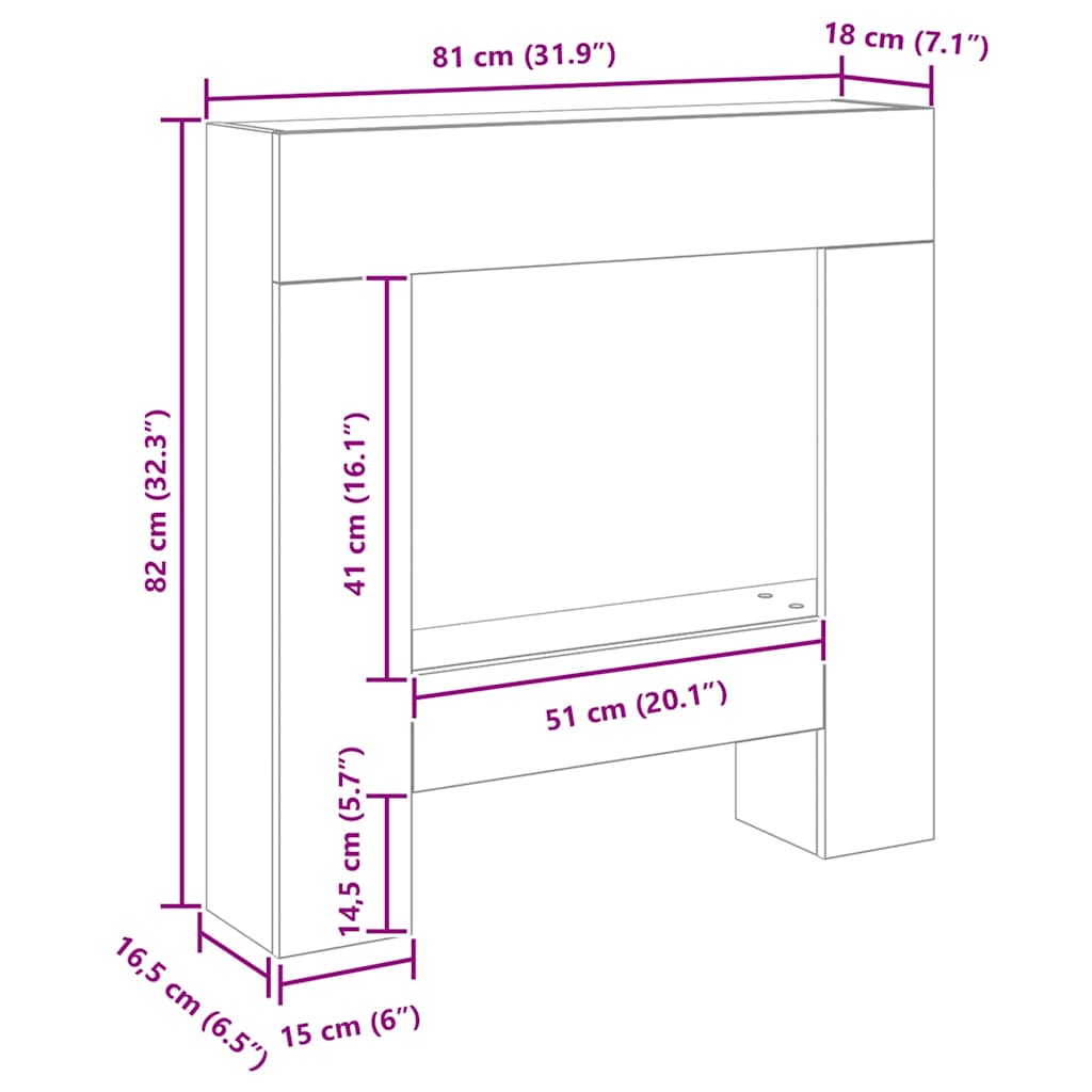 vidaXL Fireplace Surround Black Oak 81x18x82 cm Engineered Wood