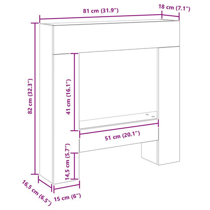 vidaXL Fireplace Surround Black Oak 81x18x82 cm Engineered Wood
