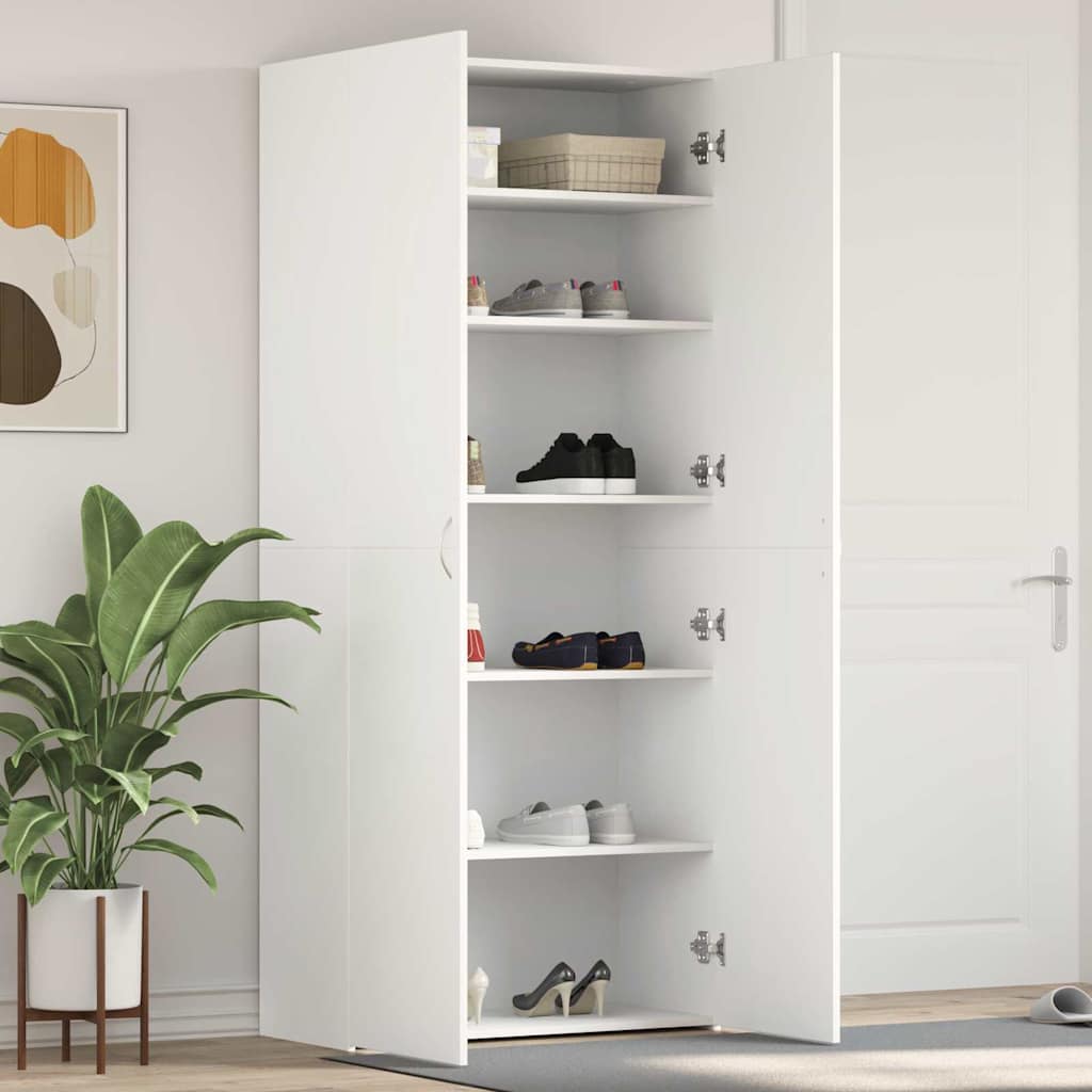 vidaXL Shoe Cabinet 80 x 35.5 x 180 cm Engineered Wood White