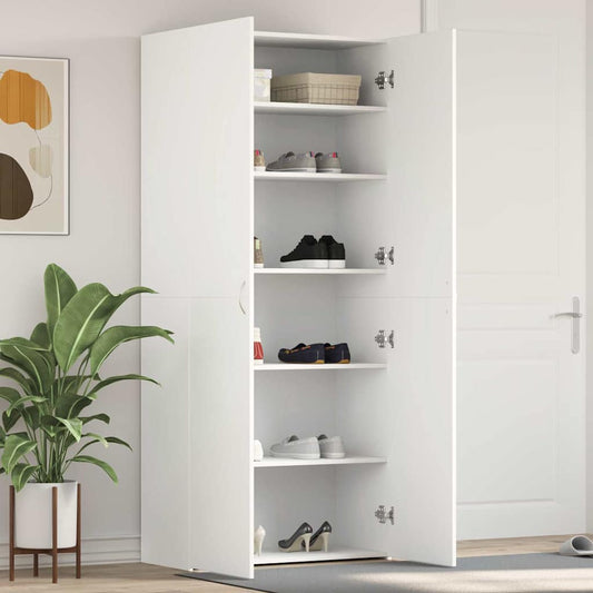 vidaXL Shoe Cabinet 80 x 35.5 x 180 cm Engineered Wood White
