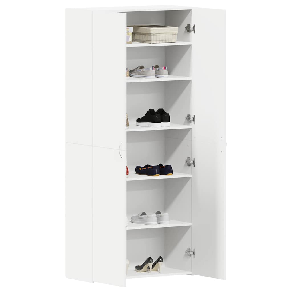 vidaXL Shoe Cabinet 80 x 35.5 x 180 cm Engineered Wood White