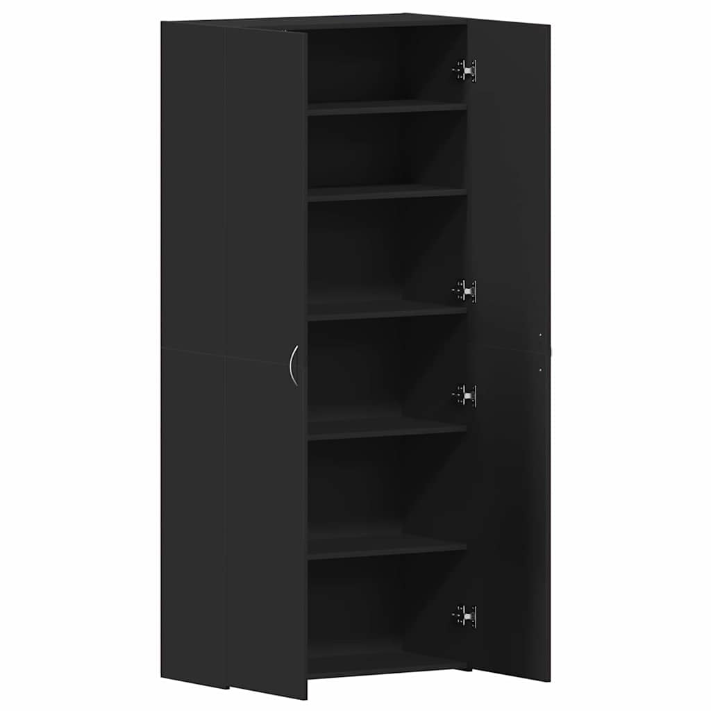 vidaXL Shoe Cabinet 80 x 35.5 x 180 cm Engineered Wood Black