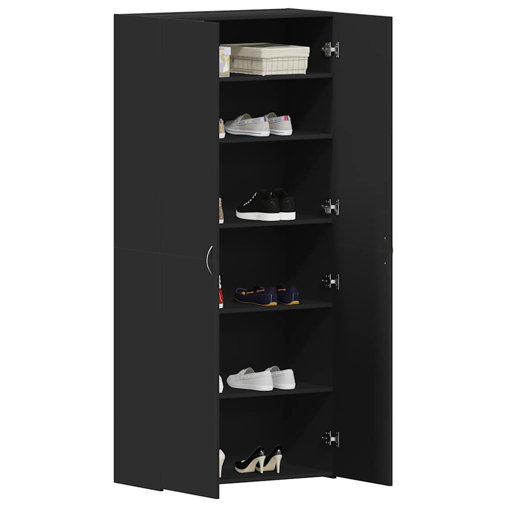 vidaXL Shoe Cabinet 80 x 35.5 x 180 cm Engineered Wood Black