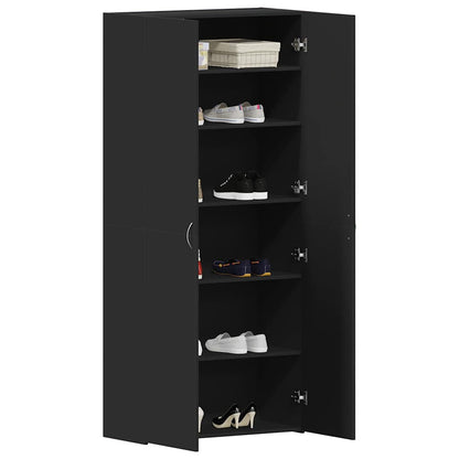 vidaXL Shoe Cabinet 80 x 35.5 x 180 cm Engineered Wood Black