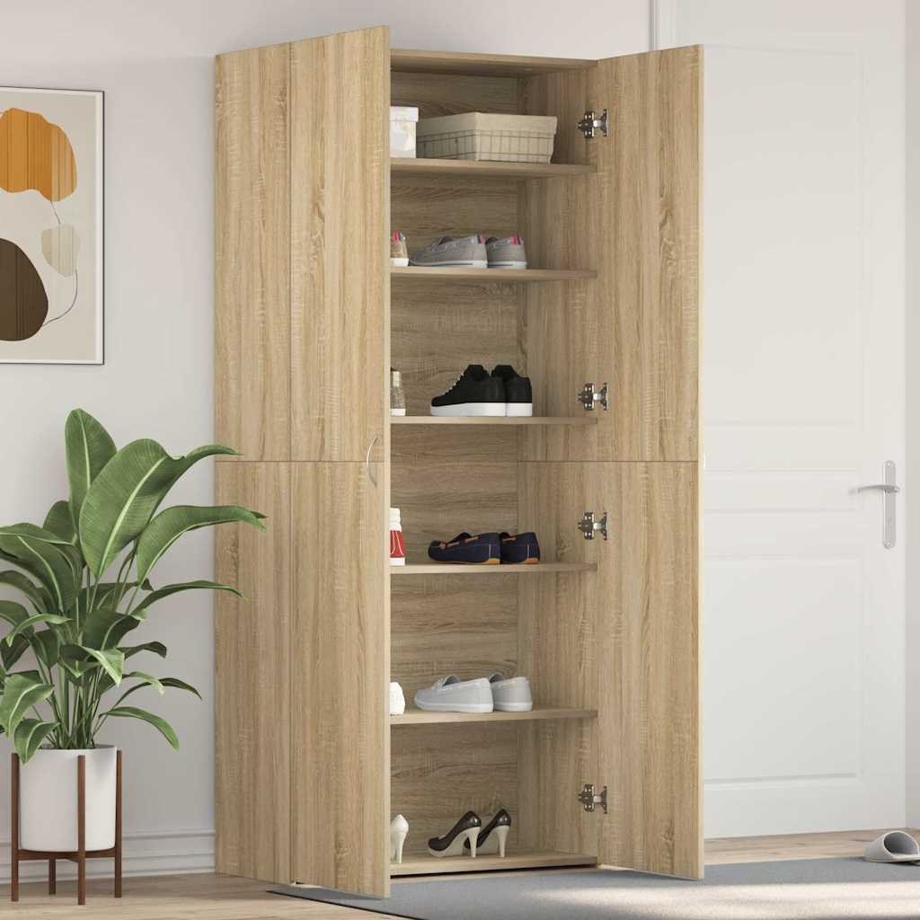 vidaXL Shoe Cabinet 80 x 35.5 x 180 cm Engineered Wood Brown