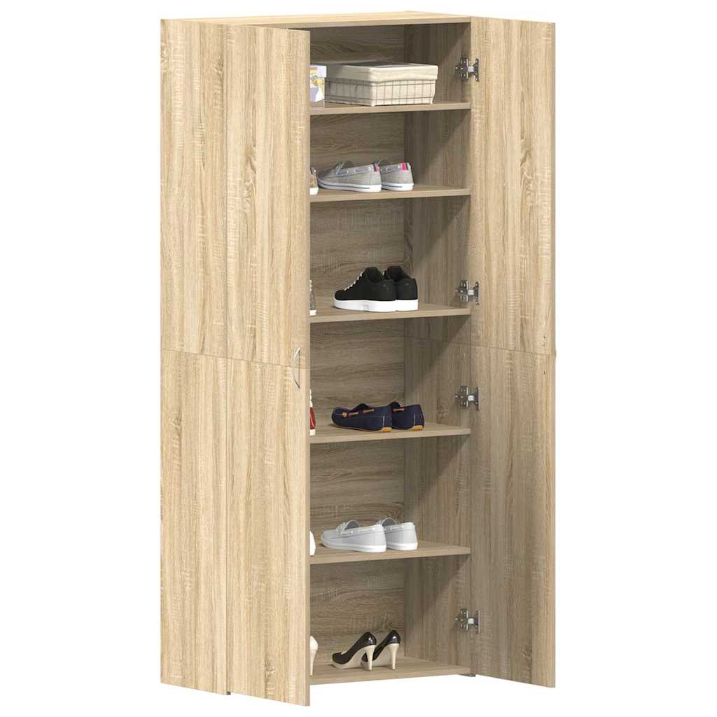 vidaXL Shoe Cabinet 80 x 35.5 x 180 cm Engineered Wood Brown