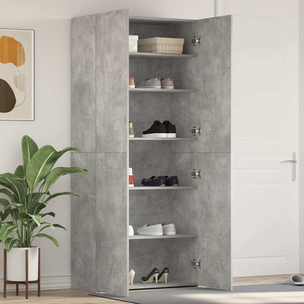 vidaXL Shoe Cabinet 80 x 35.5 x 180 cm Engineered Wood Grey