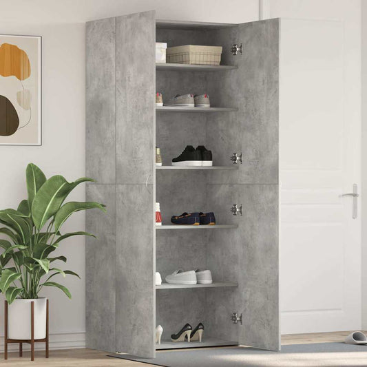 vidaXL Shoe Cabinet 80 x 35.5 x 180 cm Engineered Wood Grey