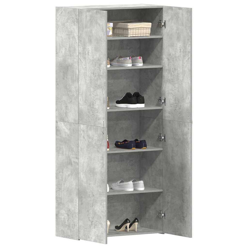 vidaXL Shoe Cabinet 80 x 35.5 x 180 cm Engineered Wood Grey