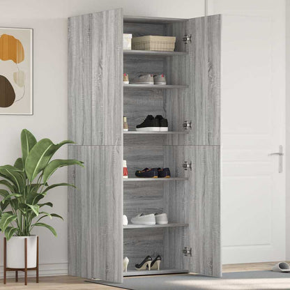 vidaXL Shoe Cabinet 80 x 35.5 x 180 cm Engineered Wood Grey