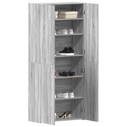 vidaXL Shoe Cabinet 80 x 35.5 x 180 cm Engineered Wood Grey