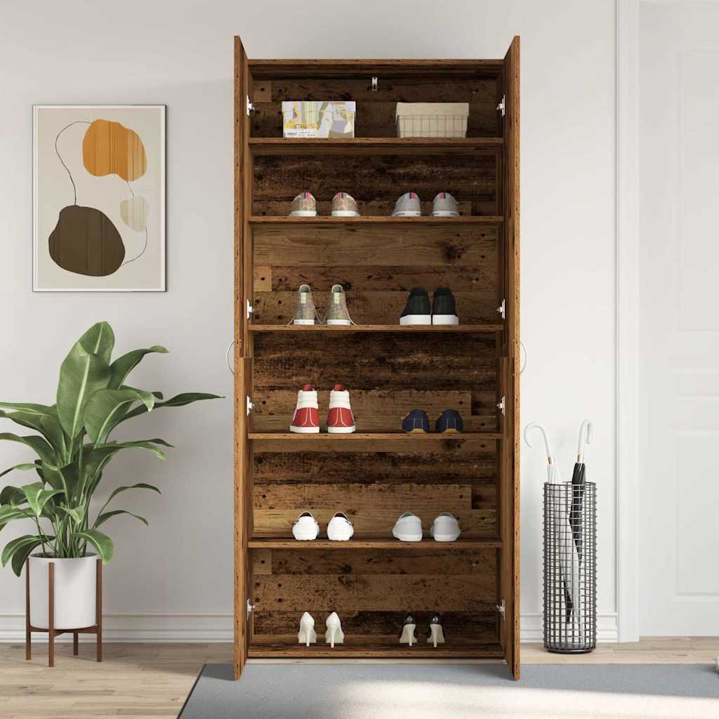 vidaXL Shoe Cabinet with Door Brown 80 x 35.5 x 180 cm Engineered wood