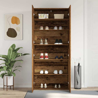 vidaXL Shoe Cabinet with Door Brown 80 x 35.5 x 180 cm Engineered wood