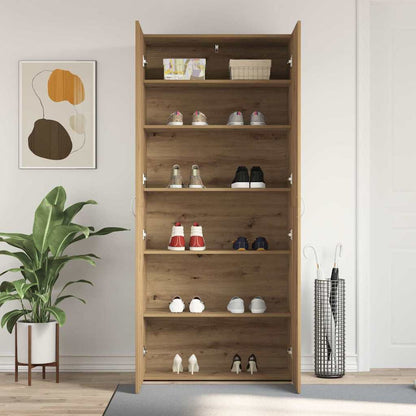 vidaXL Shoe Cabinet 80 x 35.5 x 180 cm Engineered Wood Brown