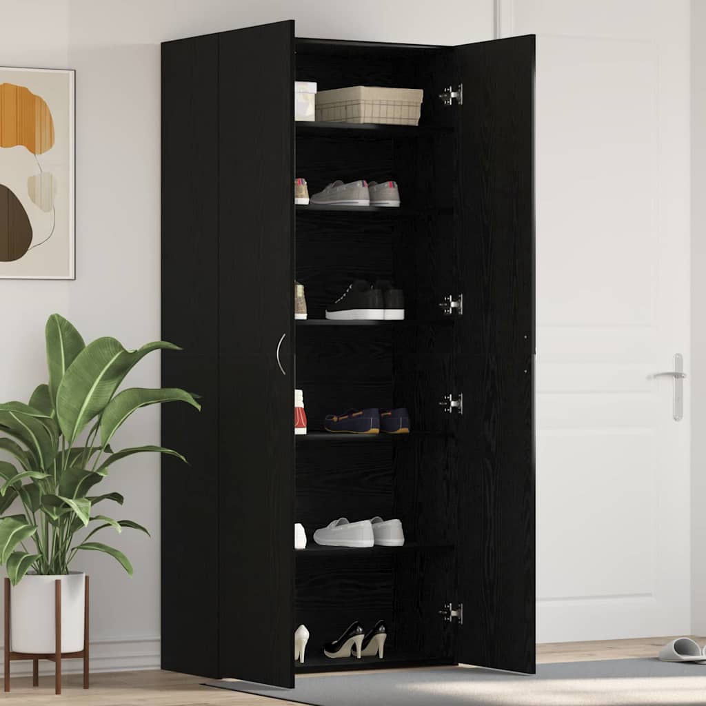 vidaXL Shoe Cabinet 80 x 35.5 x 180 cm Engineered Wood Black