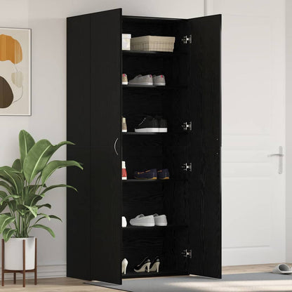 vidaXL Shoe Cabinet 80 x 35.5 x 180 cm Engineered Wood Black
