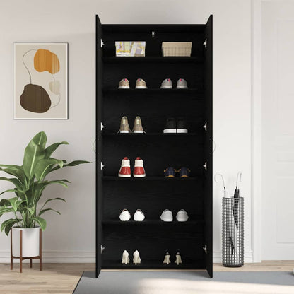 vidaXL Shoe Cabinet 80 x 35.5 x 180 cm Engineered Wood Black