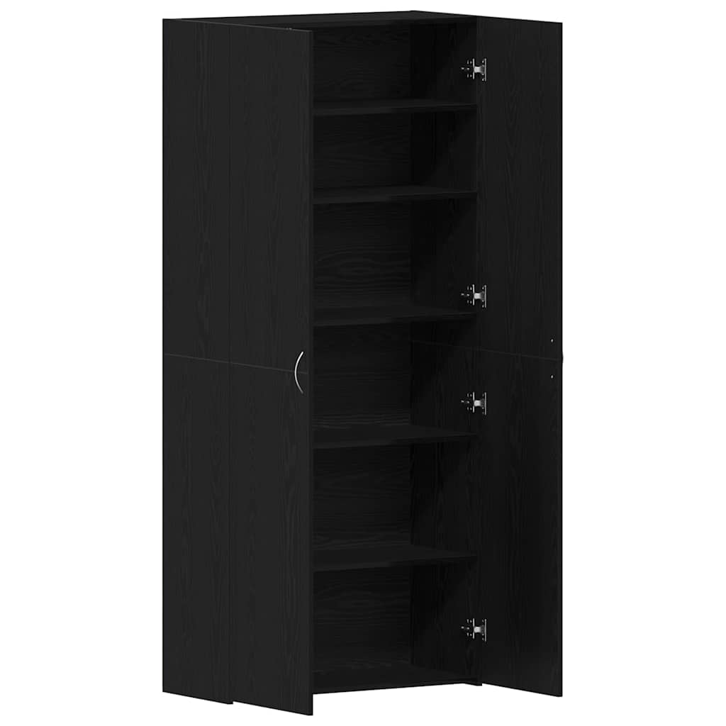 vidaXL Shoe Cabinet 80 x 35.5 x 180 cm Engineered Wood Black