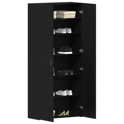 vidaXL Shoe Cabinet with Door Black 80 x 35.5 x 180 cm Engineered wood
