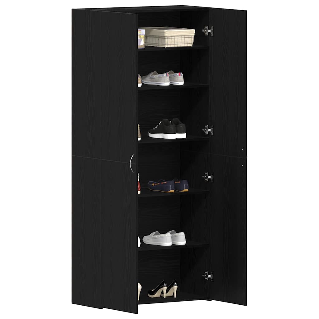 vidaXL Shoe Cabinet 80 x 35.5 x 180 cm Engineered Wood Black