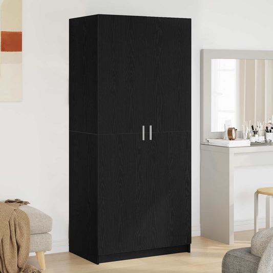 vidaXL Wardrobe Black Oak 80 x 50.5 x 180 cm Engineered Wood
